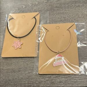 Pink Snowflake and Santa Necklace Set